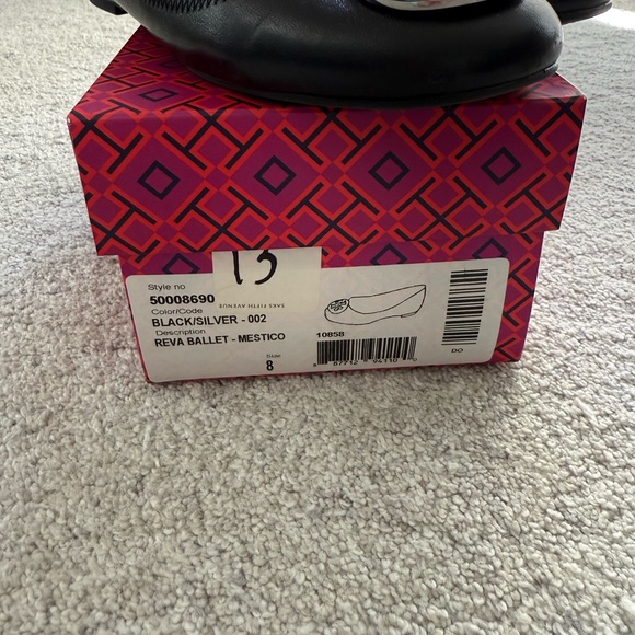 Size 8 Tory Burch Black Reva Ballet Flats - Picture 3 of 6